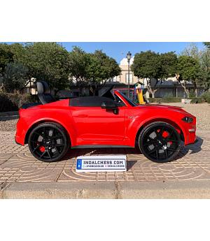 COCHE Ford Mustang, 12 voltios, asiento de cuero, RUEDAS de caucho, ROJO AC-SX2038